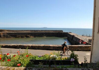 View across harbour towards the Isle of May.